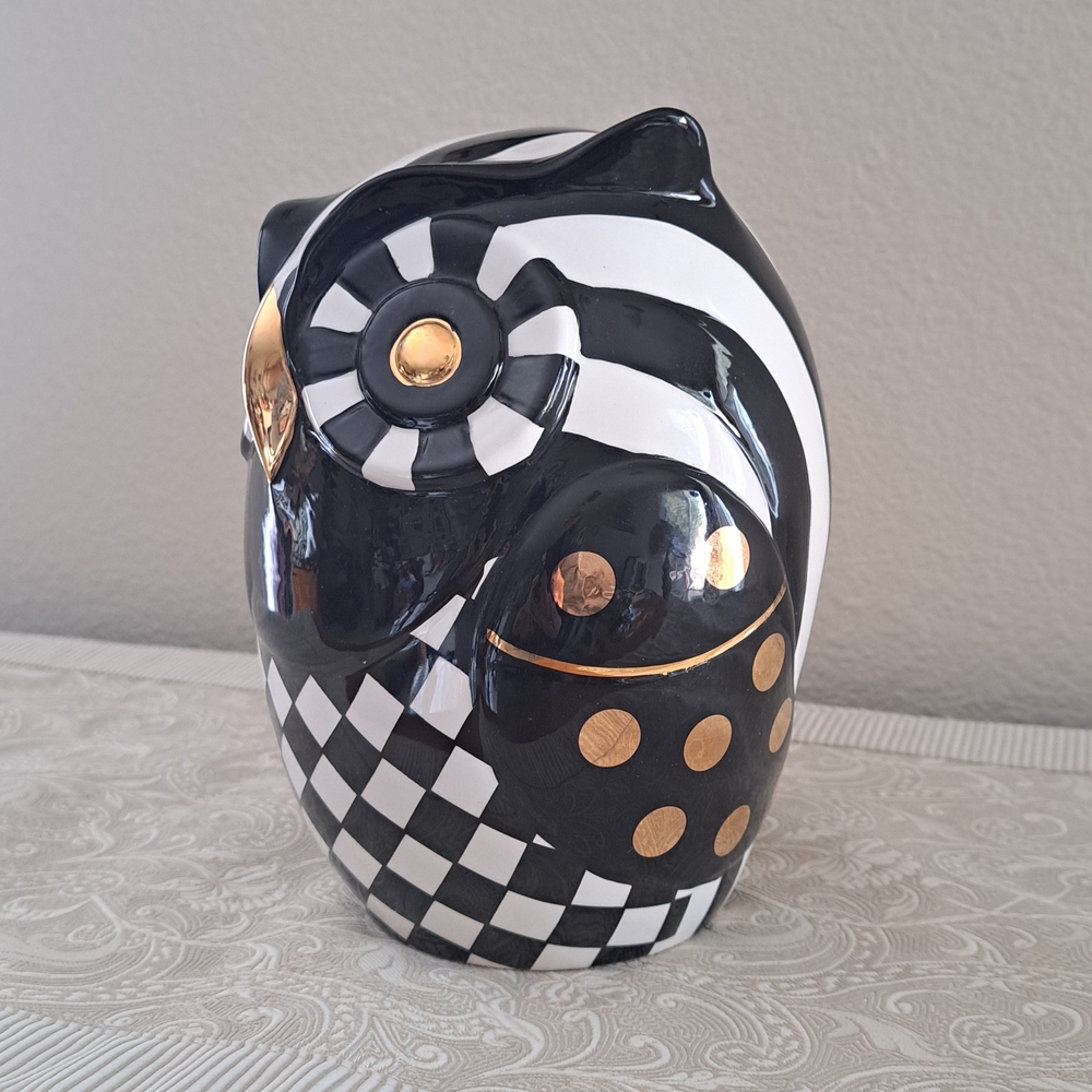 MacKenzie-Childs Black and Gold Owl Figurine